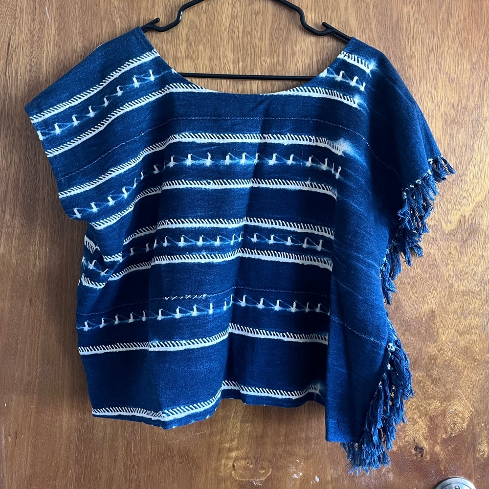 Mira Blackman shibori wabi sabi fringe top OS